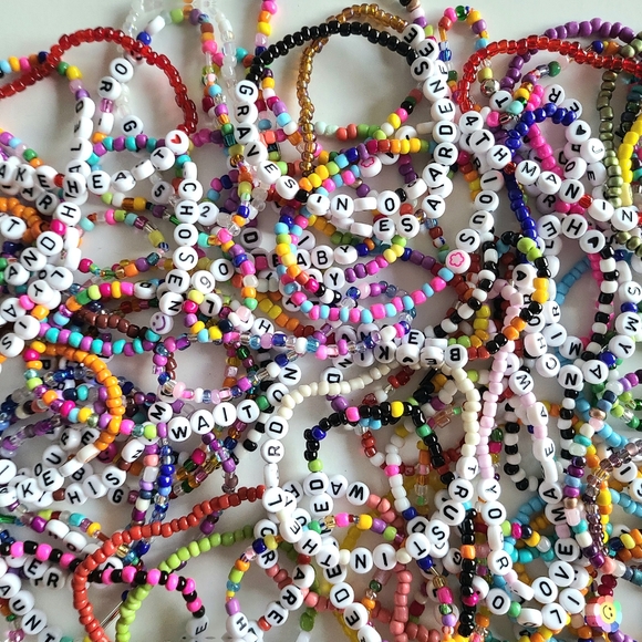 Custom Name Seed Bead Bracelet Set - Picture 7 of 9